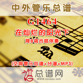 G1464.在灿烂的阳光下 降B调合唱伴奏 交响管乐总谱+分谱+MP3