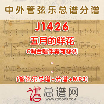 J1426.五月的鲜花 C调合唱伴奏可移调 管弦乐总谱+分谱+MP3